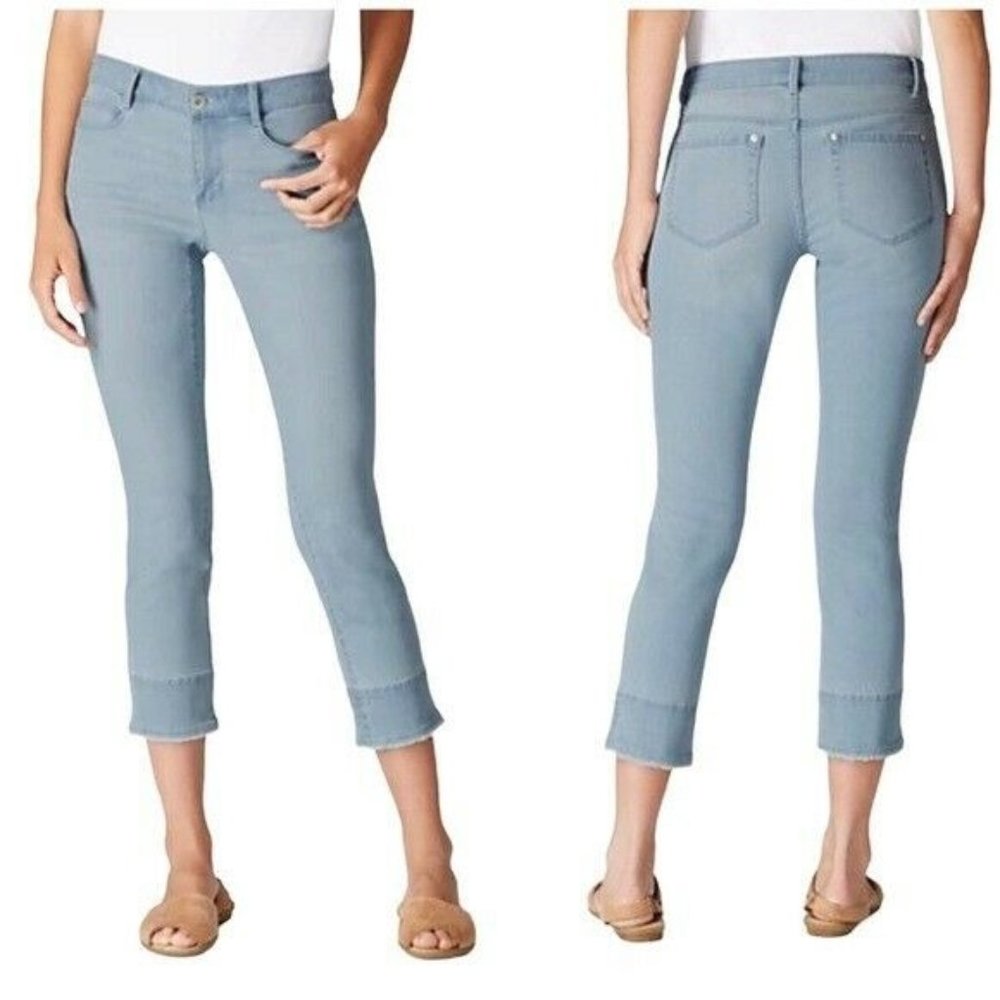 J.Jill Authentic Fit Crop Jeans with Fringe Hem Oxford Wash Size 4 - NWT